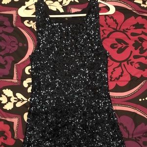 ONLY WORN ONCE!shimmering,dark blue,sequined dress